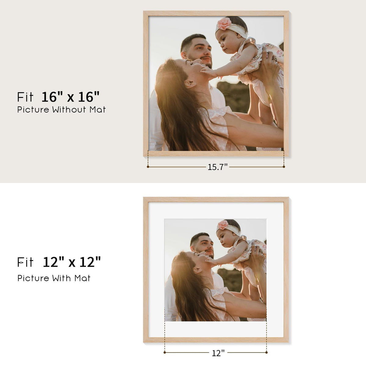 16x16 Solid Oak Wood Picture Frames (3 Count)