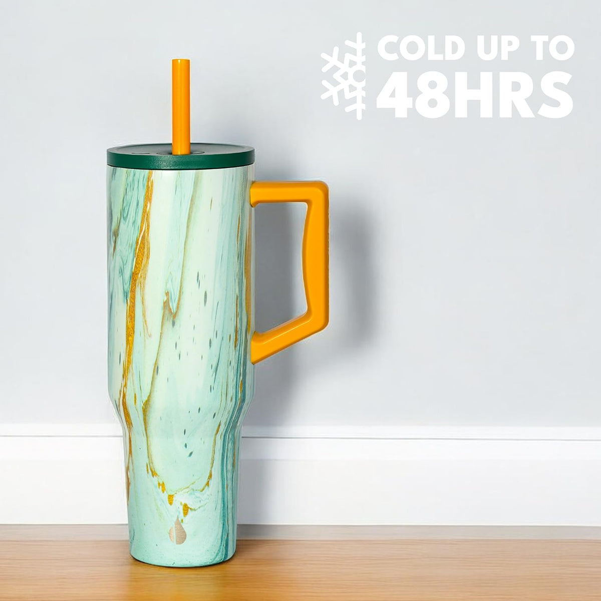 Spill Proof 40oz Insulated Tumbler with Handle & Straw Travel Mug