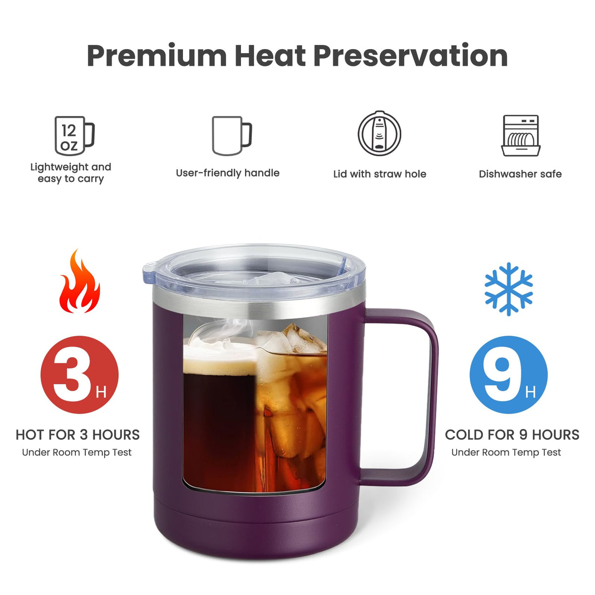 12oz Coffee Mug With Handle 2 Pack Bulk (2 Count)