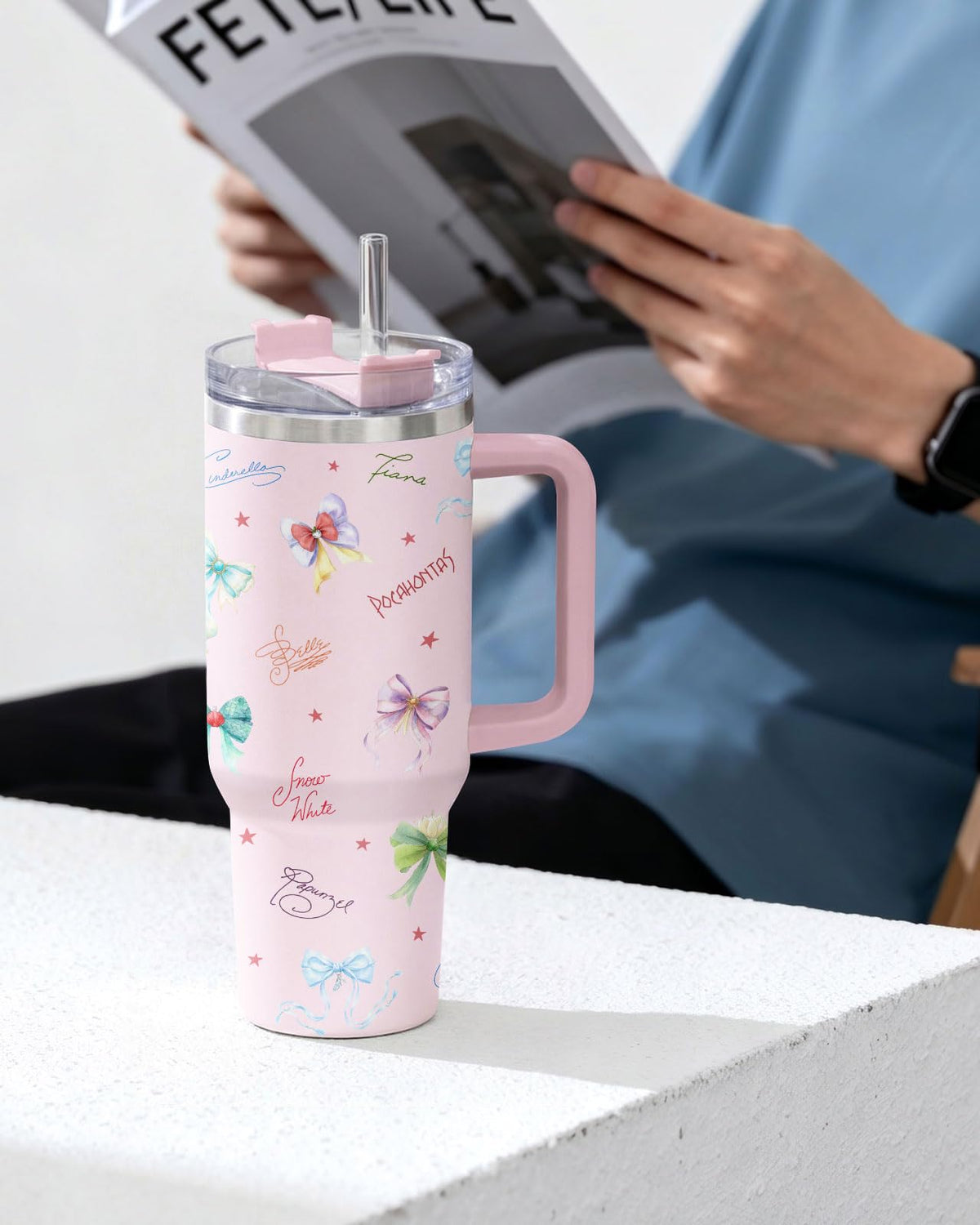 Princess Coquette Bow 40 oz Tumbler with Handle