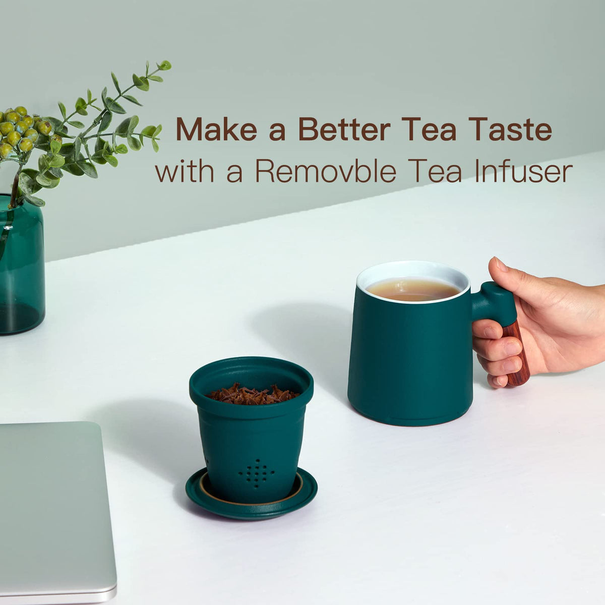 Tea Cup with Infuser and Lid for Loose Leaf Tea Steeper