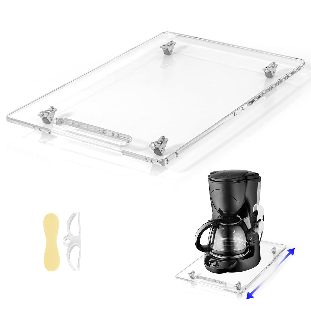 Acrylic Appliance Slider with Rubber Wheels