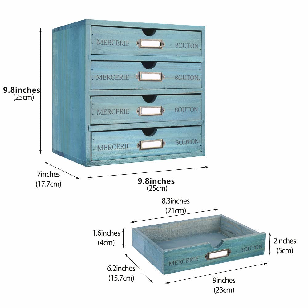 Small Wooden Drawers Wooden Box with Drawer Blue