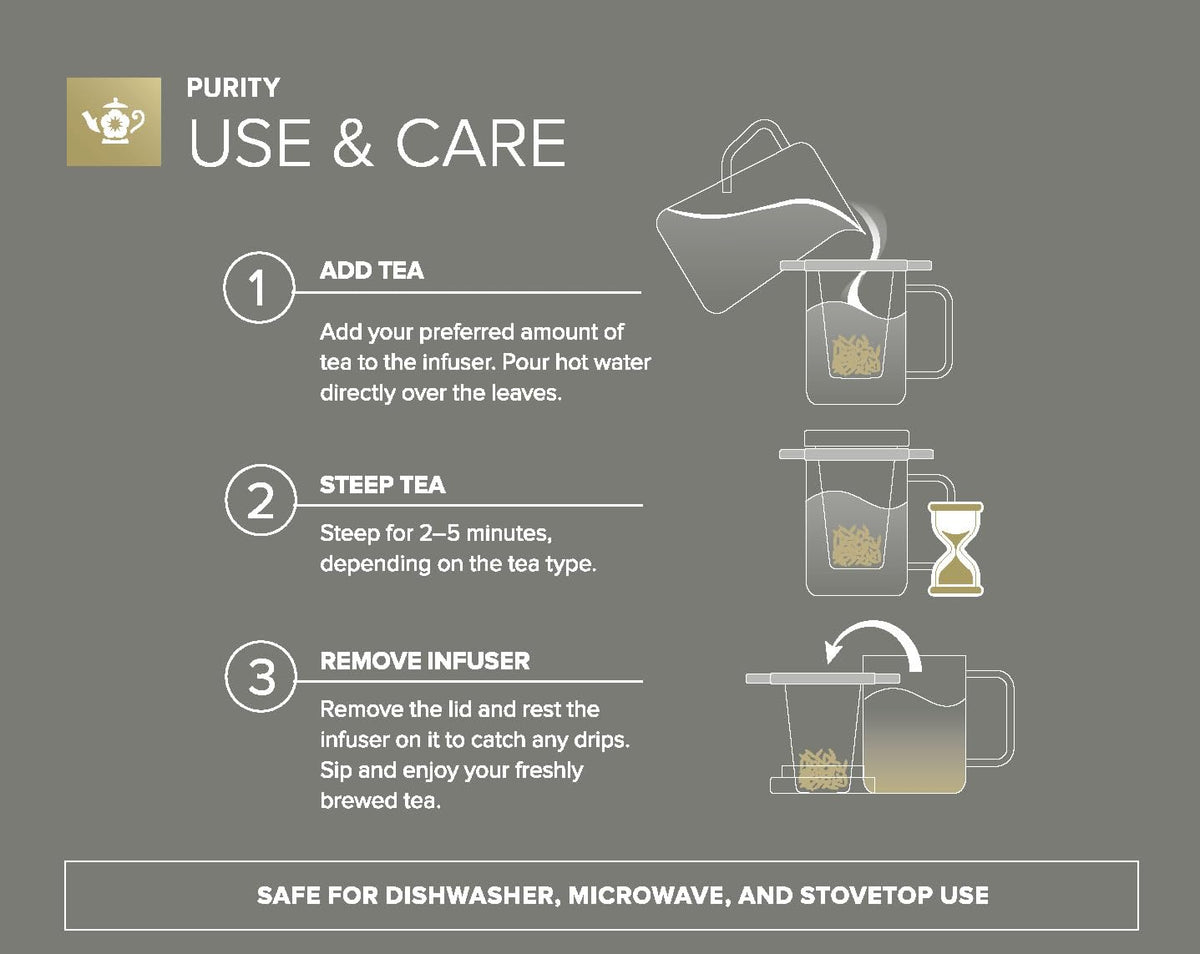 Patent Pending Purity Glass Tea Infuser with Lid