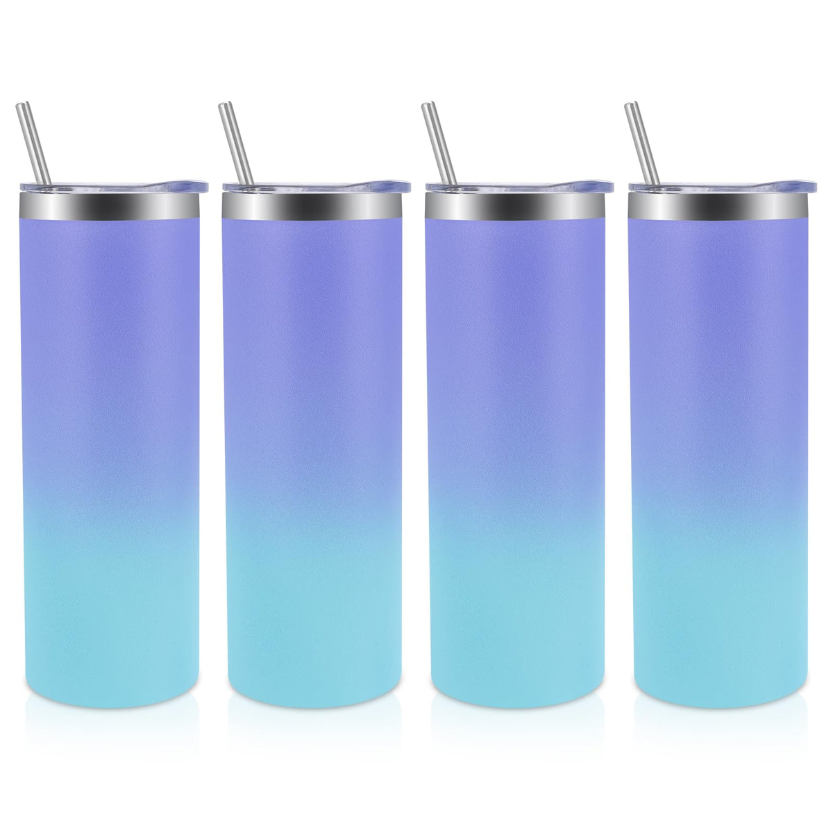 4 Pack Skinny Tumblers with Lid and Straw