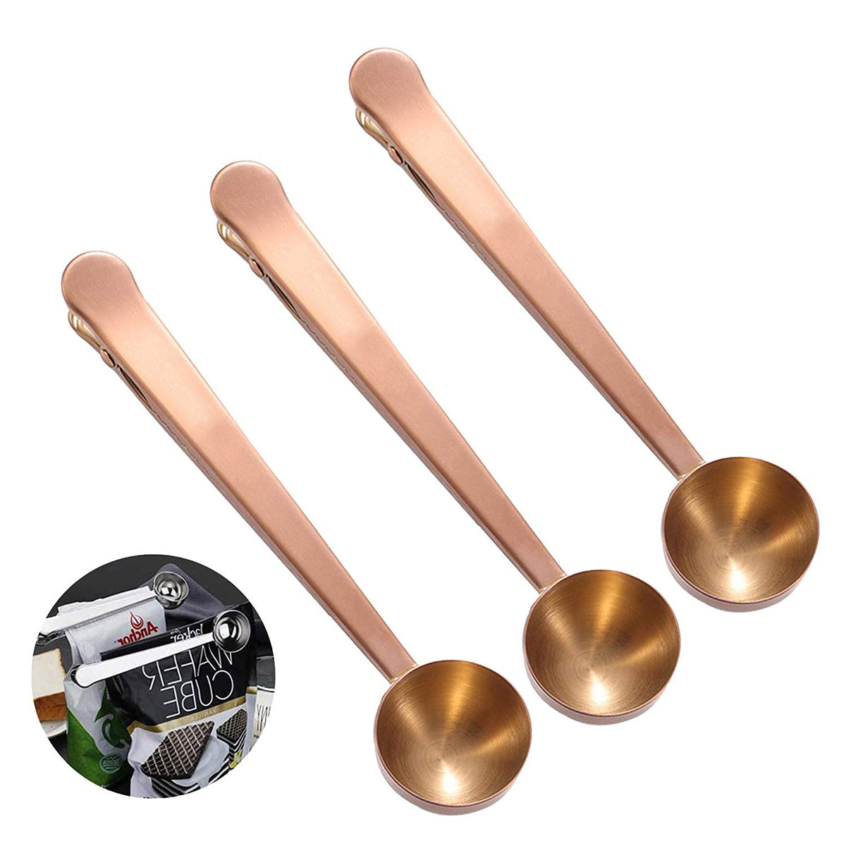 Coffee Scoop Clip Stainless Steel Tablespoon Coffee Spoon With long handle Multifunction Sealing Bag Clip For Tea