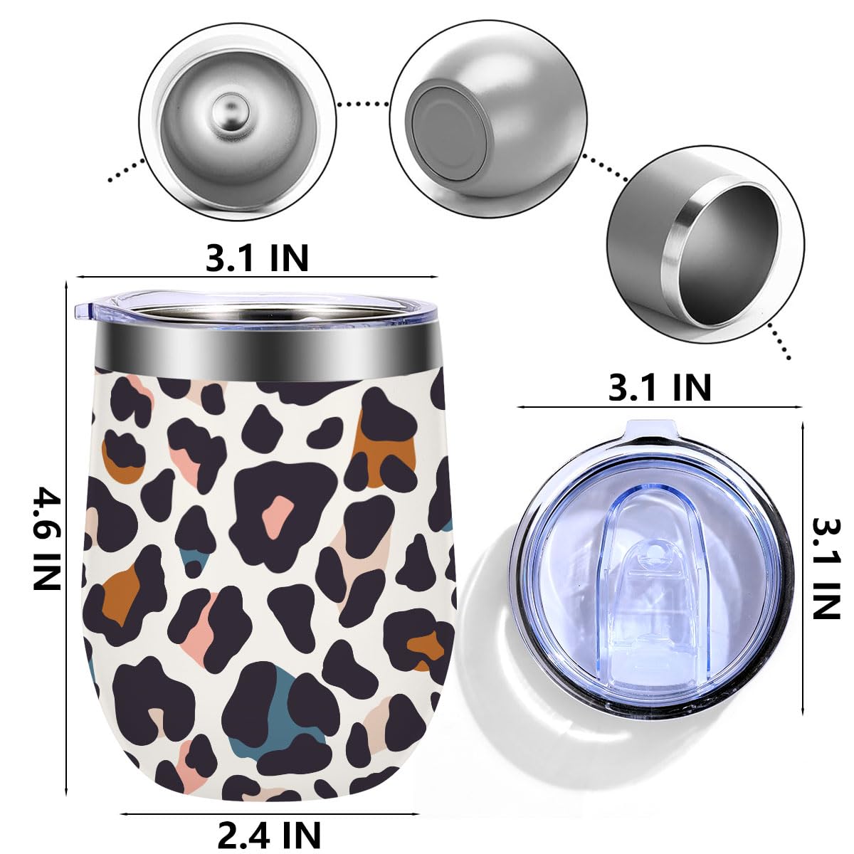 Leopard Print 12 oz Insulated Wine Tumbler with Lid