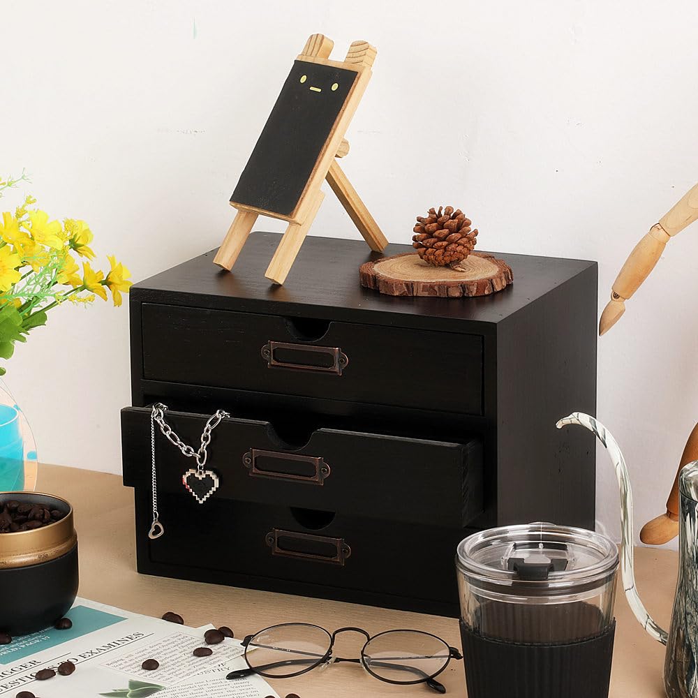 Small Wooden Drawers Wooden Box with Drawer Black