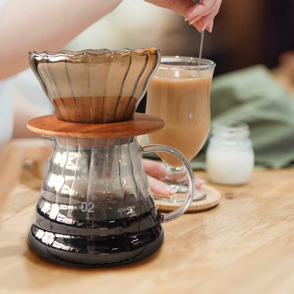 Pour Over Coffee Maker Set with Black Gooseneck Kettle