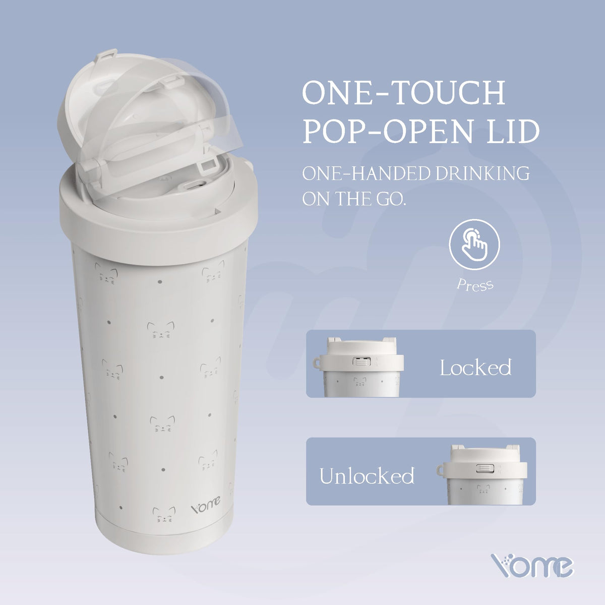 17oz Serene Cat Grey Ceramic Lined Insulated Coffee Mug with Infuser for Women