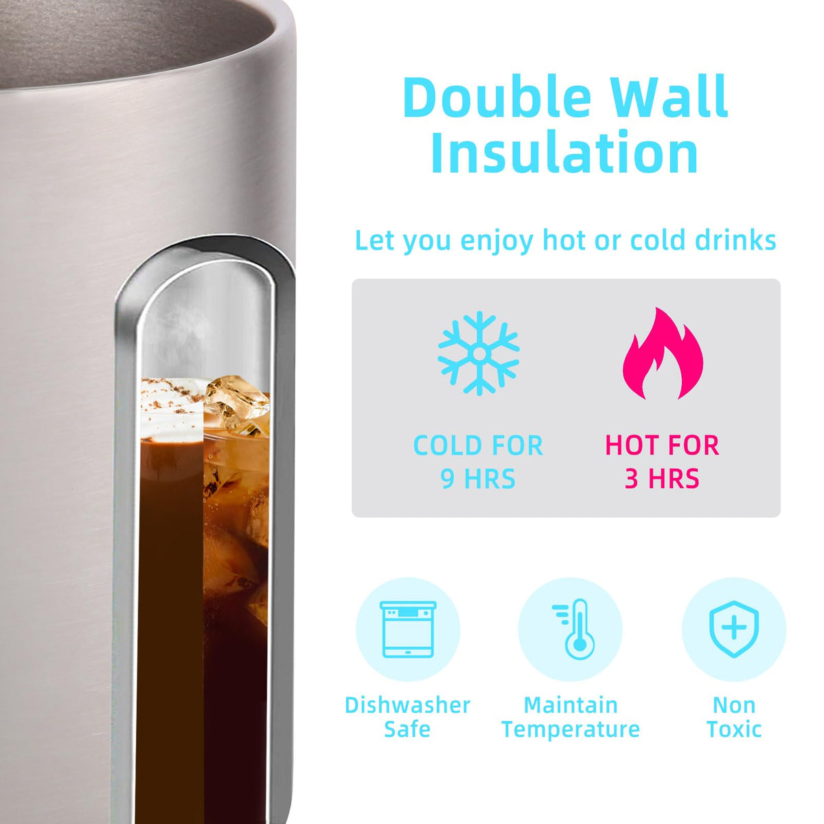 14oz Insulated Stainless Steel Coffee Mug with Lid Bulk 8 Pack (8 Count)