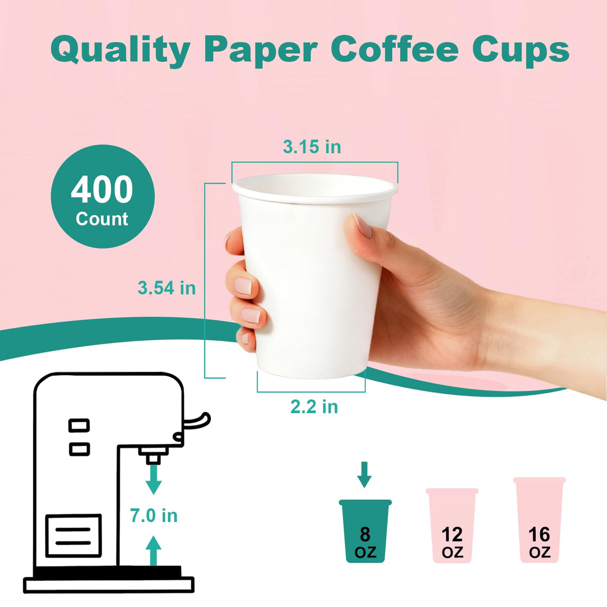 8 oz 400 Pack Disposable Coffee Cups (71 Count)
