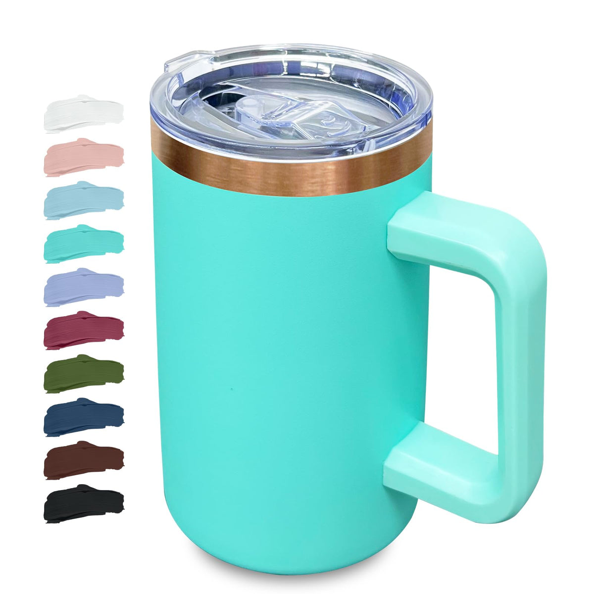 22oz Insulated Coffee Mug Bulk with Handle and Lid Mint Green