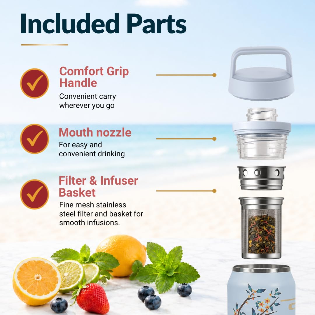 Tea Infuser Bottle for Loose Leaf Tea Insulated Stainless Steel Water Bottle Tumbler