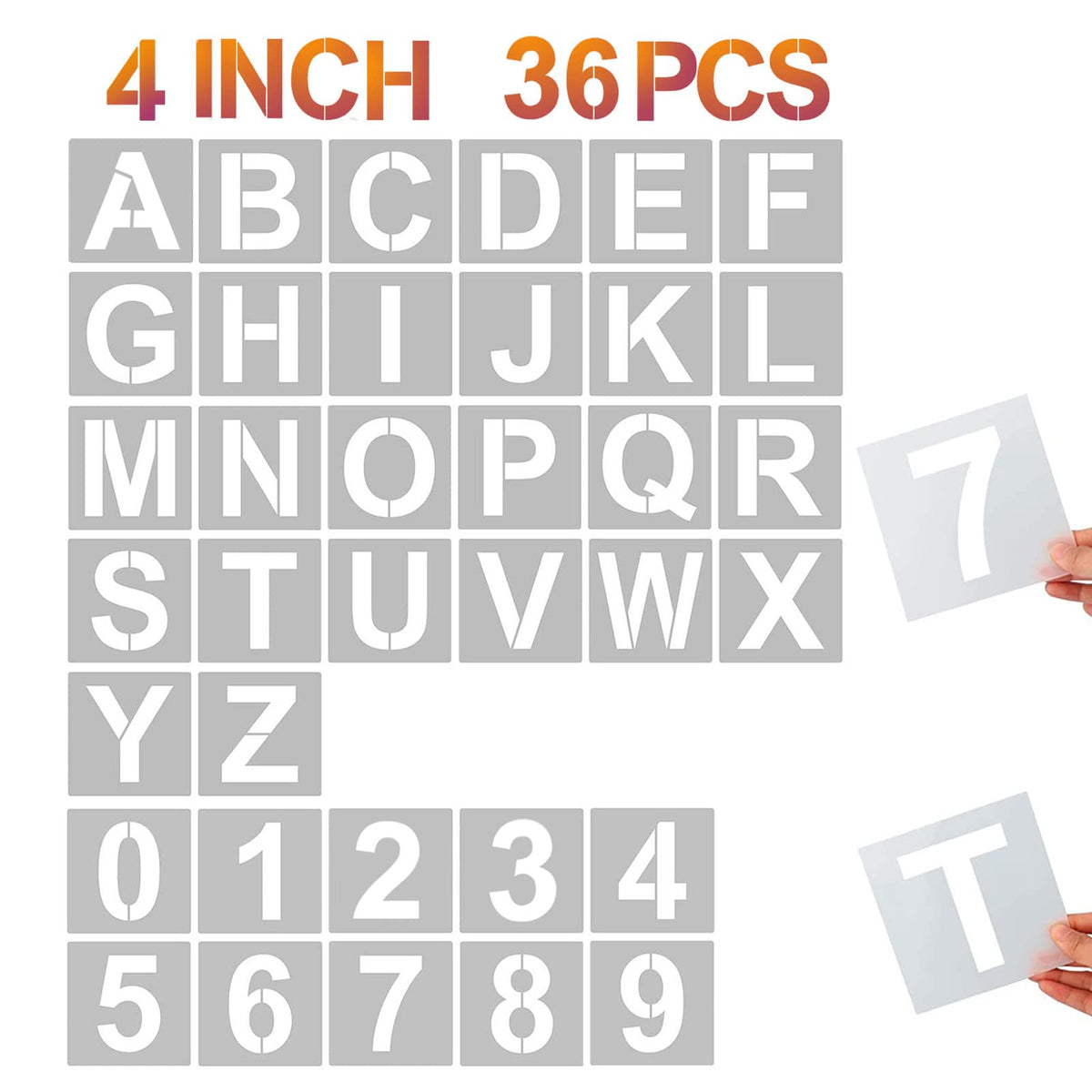 4 Inch Letter Stencils and Numbers (36 Count)