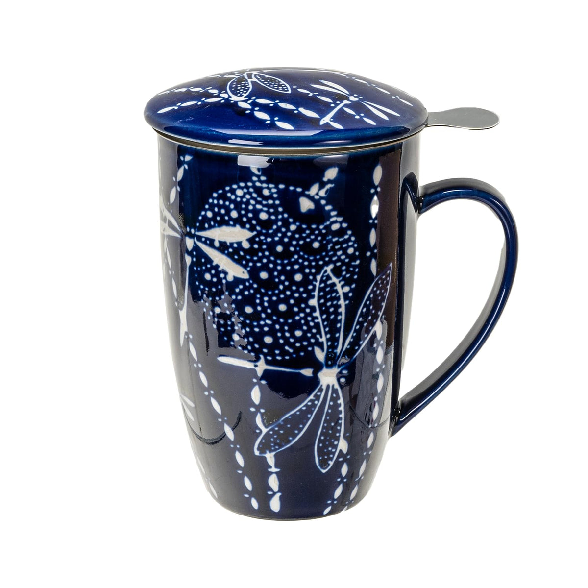 Tea Mug With Lid and Stainless Steel Infuser For Loose Leaf Tea Bag Tea Cup 15oz Porcelain Hot Beverage Everyday Use Home Office