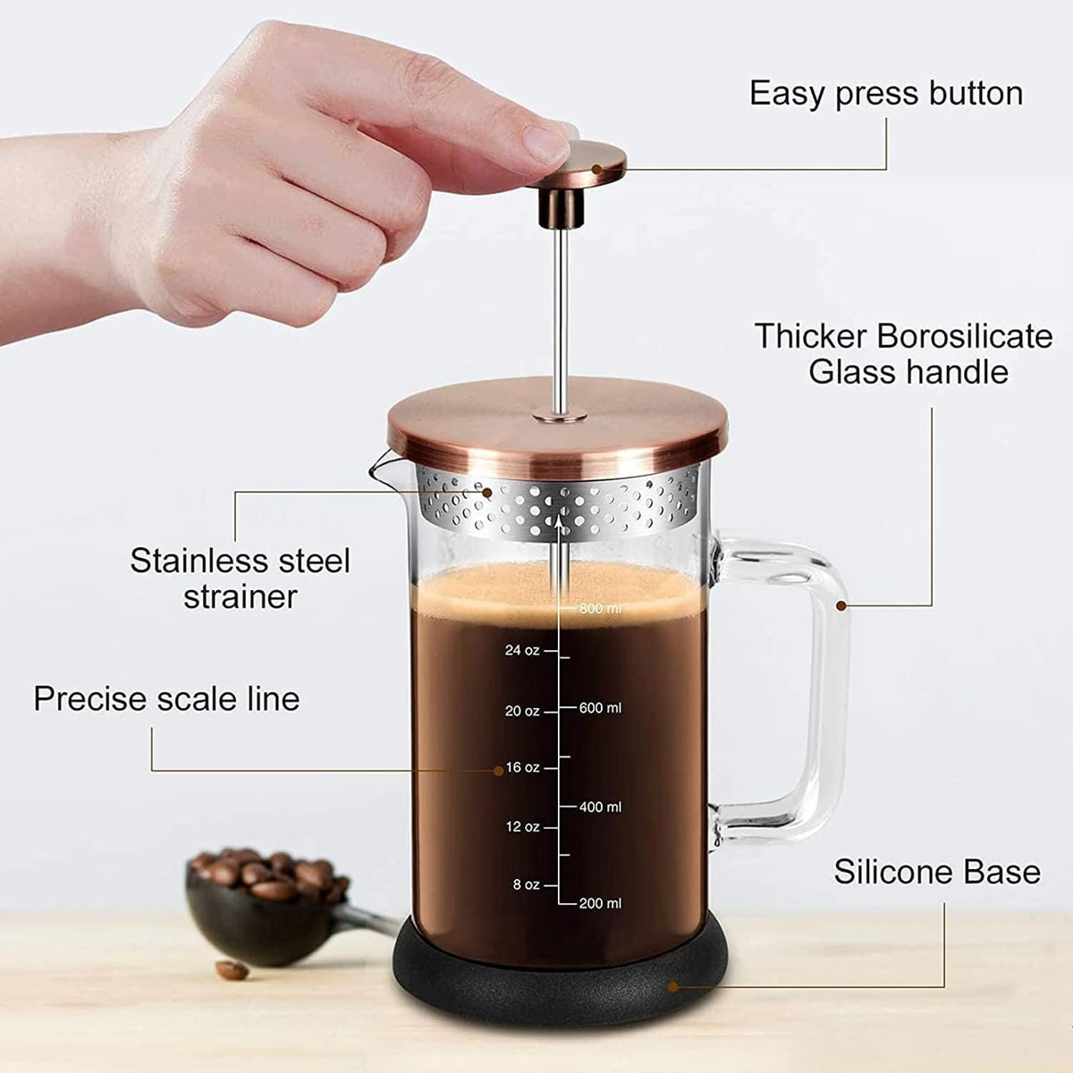 French Press Coffee Maker 34 Ounce Espresso Tea Coffee Maker with 4 Filters System