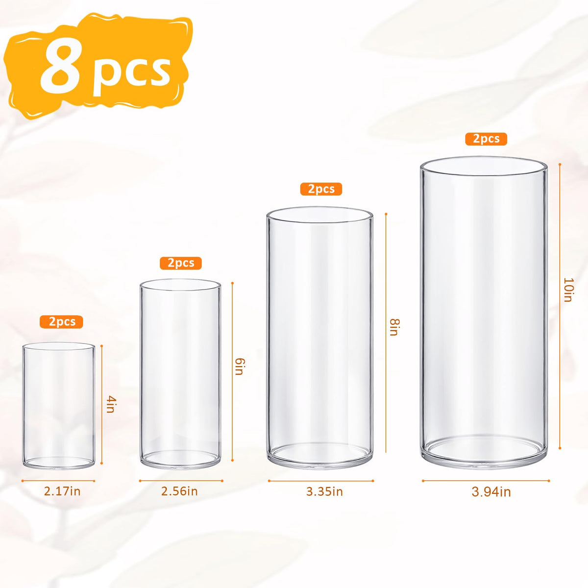 8 Pack Glass Cylinder Vases 4 (8 Count)