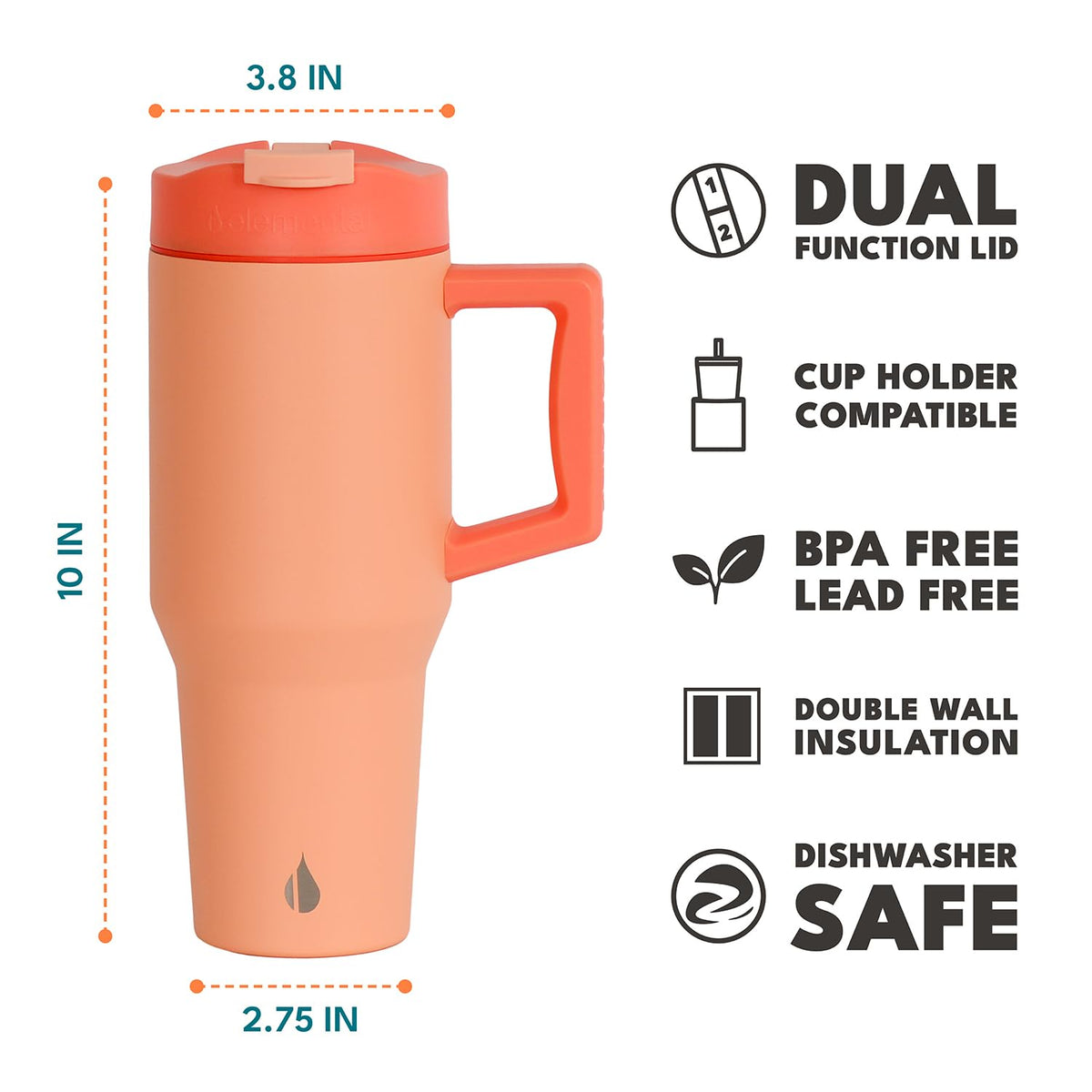 100% Leak Proof 32oz Tumbler with Handle & Straw Travel Mug