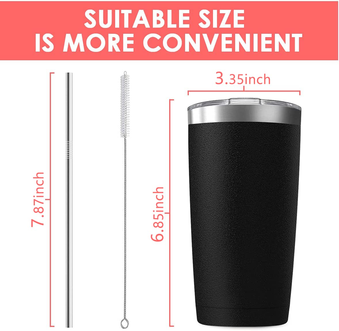 20oz Tumbler Vacuum Insulated Travel Mug with Lids (6 Count)