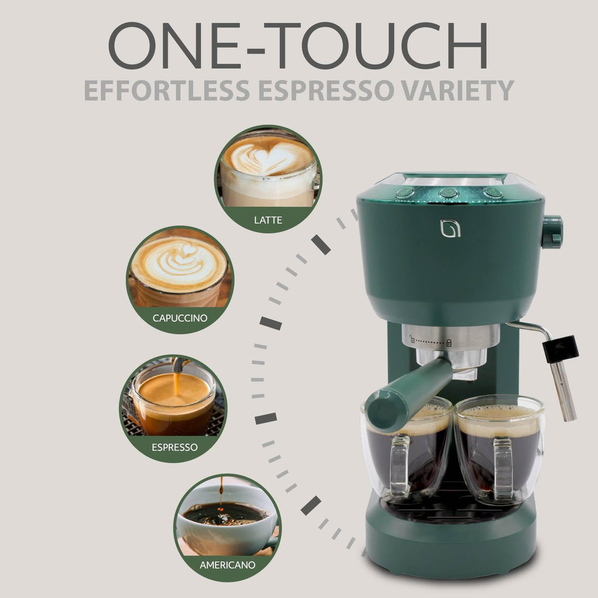 Eco Series Espresso Machine 15 Bar with Milk Frother Steam Wand