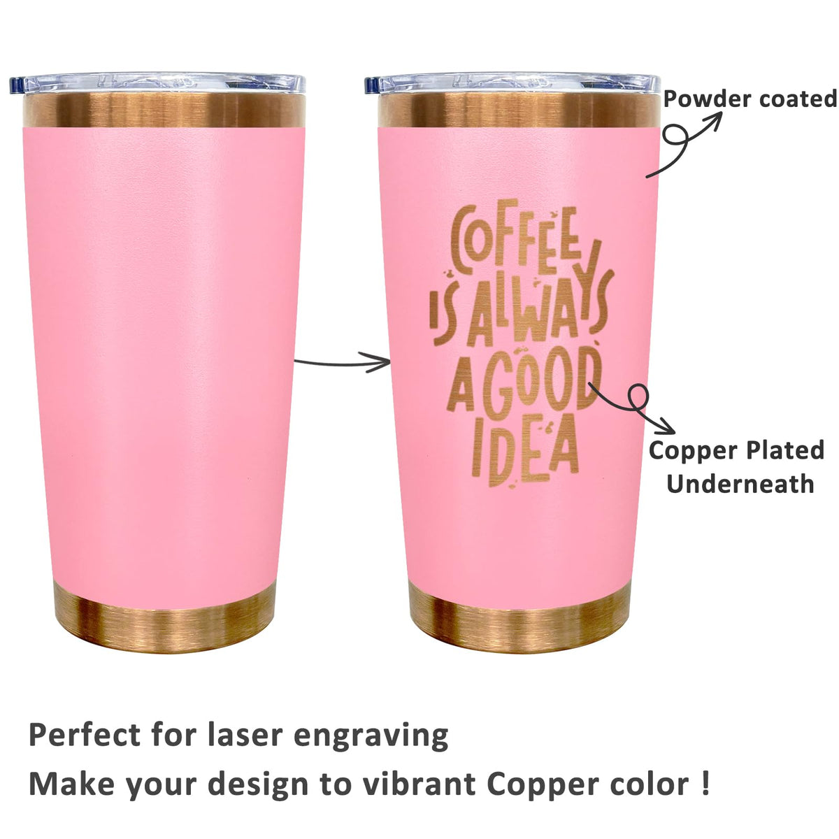 20 oz Insulated Tumblers Bulk With Lid and Straw Pink (12 Count)