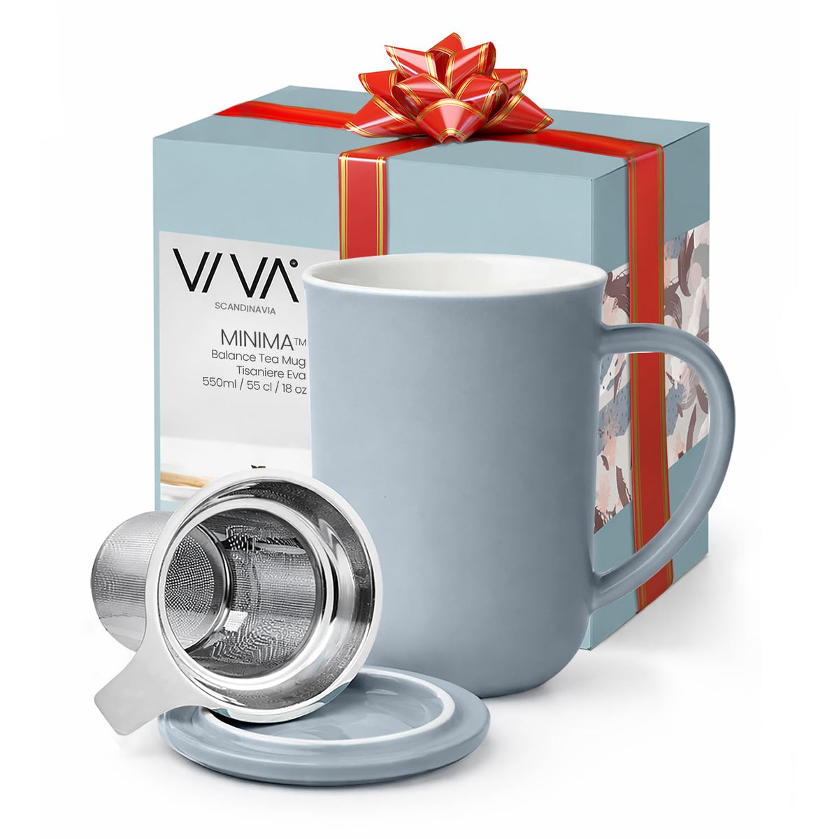 VIVA Minima Balance Porcelain Tea Cup with Infuser and Lid