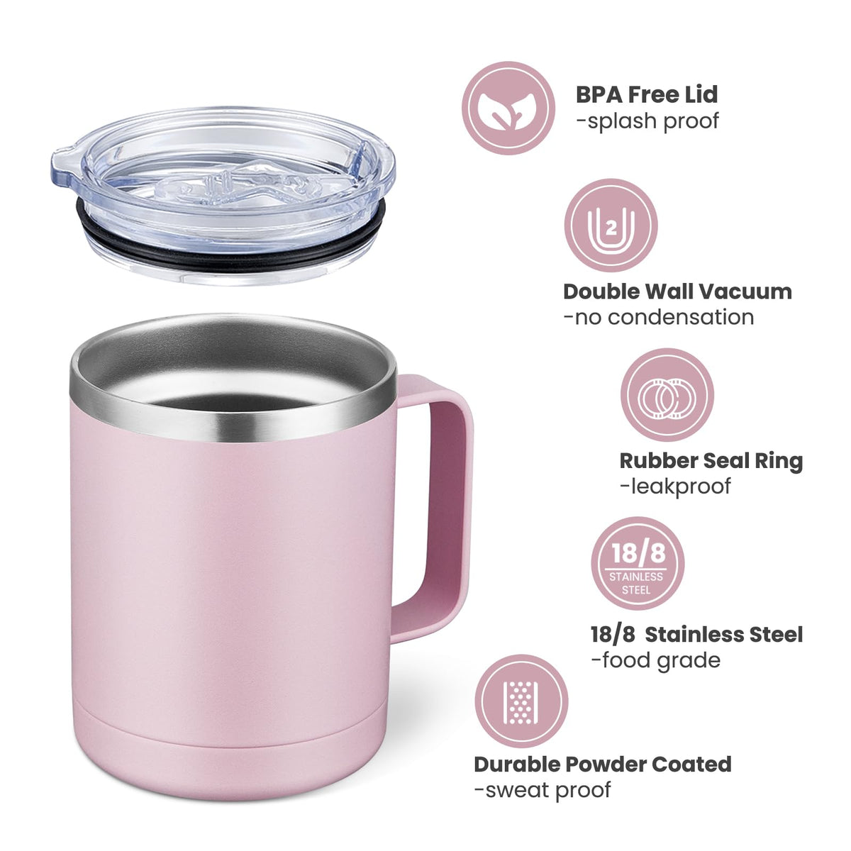 12oz Coffee Mug With Handle and Sliding Lid