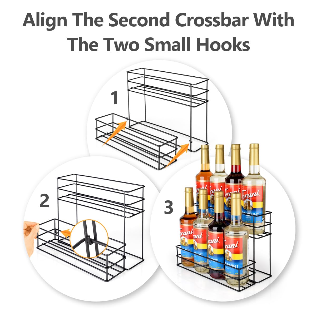 8 Bottle Capacity Coffee Syrup Organizer 2 Tier Coffee Syrup Stand Shelf for Coffee Bar Kitchen Small Wine Rack for Bar Family Storage for Syrup Wine Dressing