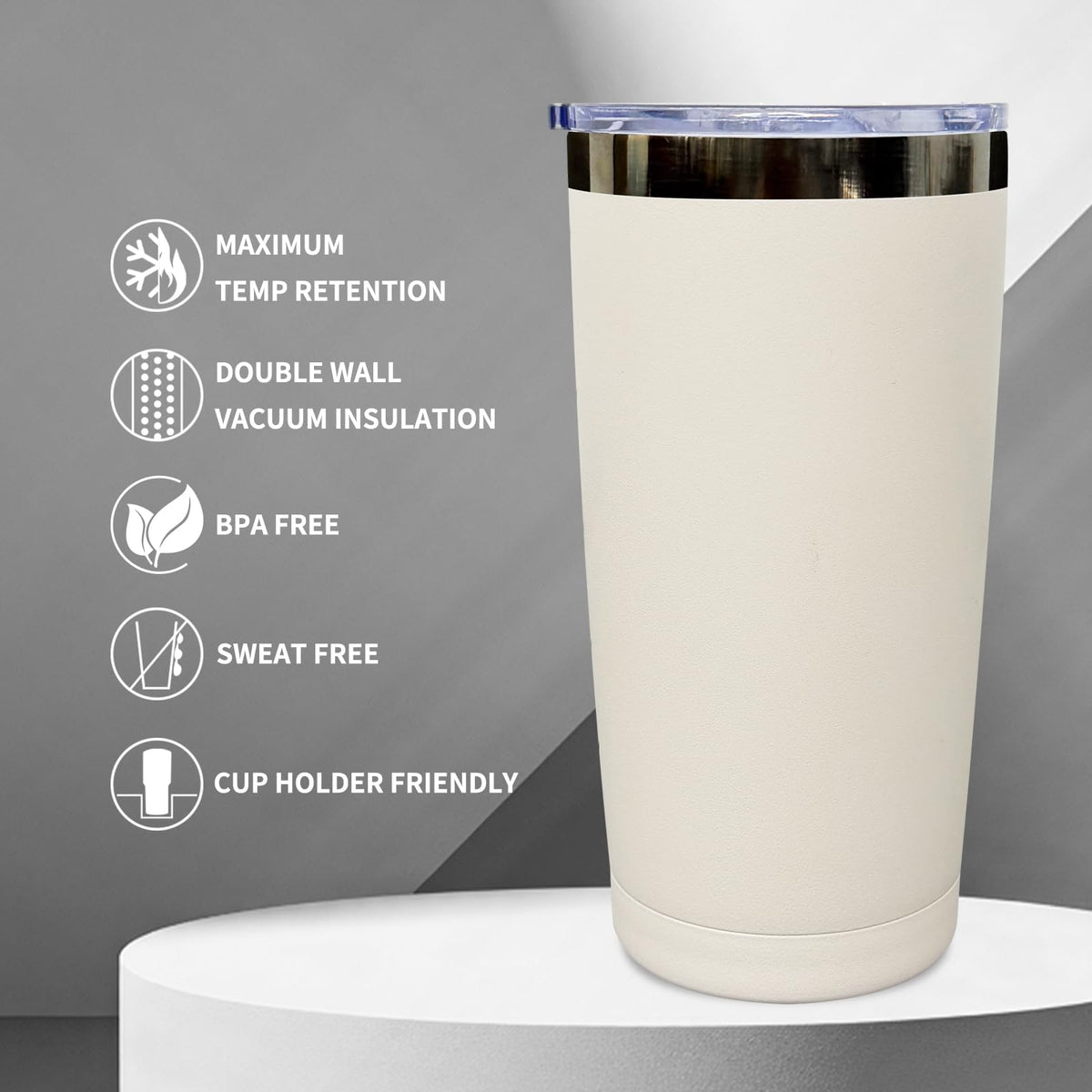 20 oz Insulated Tumblers Bulk With Lid and Straw Black Plated White (12 Count)