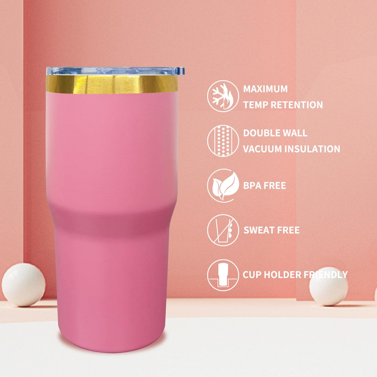 20 oz Tumbler Bulk Stainless Steel Tumblers with Lids and Straws Pink (12 Count)