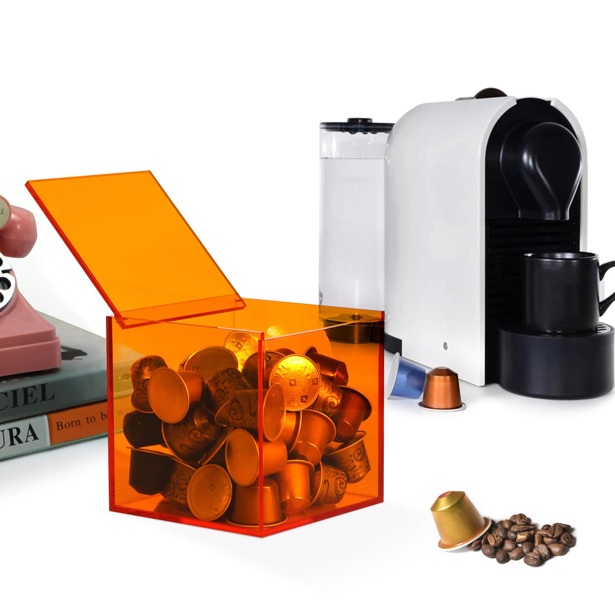 Coffee Capsule Storage Box Coffee Pod Holder Organizers Accessories Anti Dust Durable Clear Acrylic Box for House and Office Use