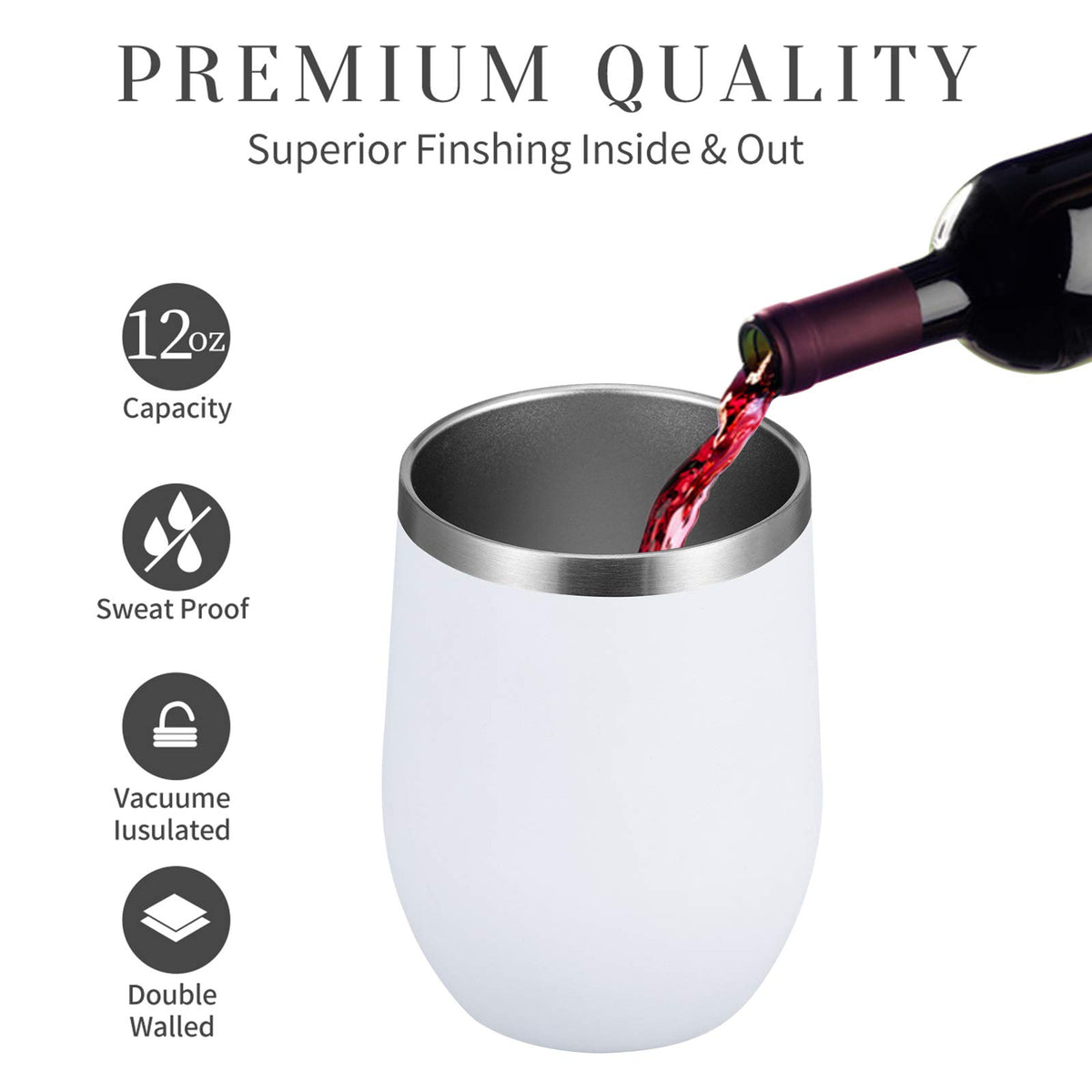 12oz 4 Pack Wine Tumbler Glasses with Lid (4 Count)
