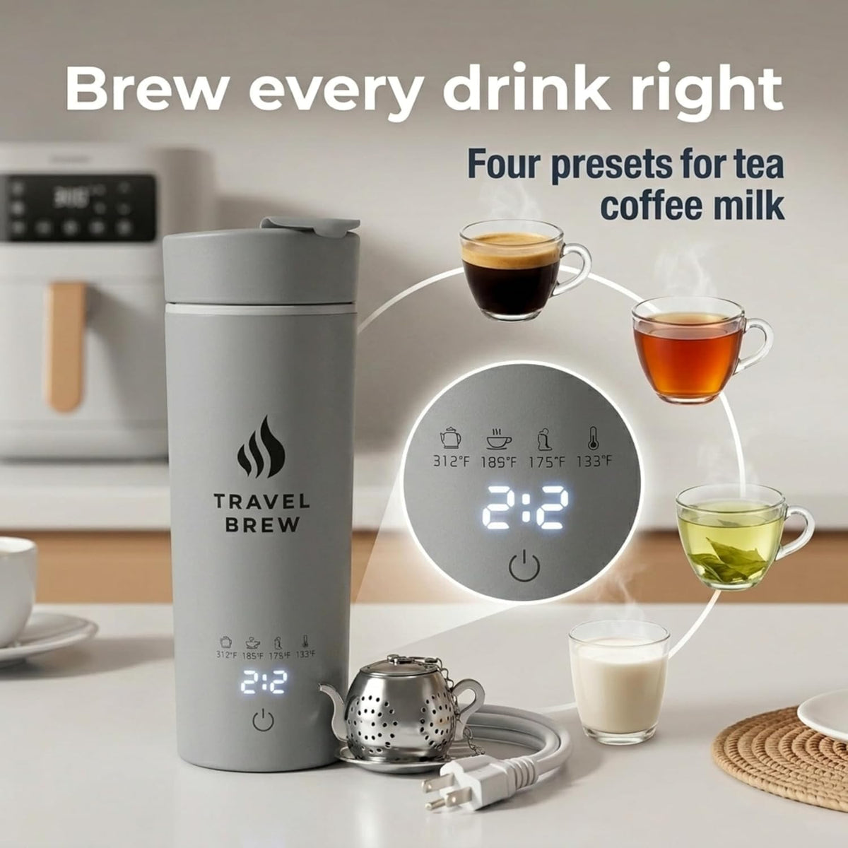 Portable Travel Kettle with Tea Infuser
