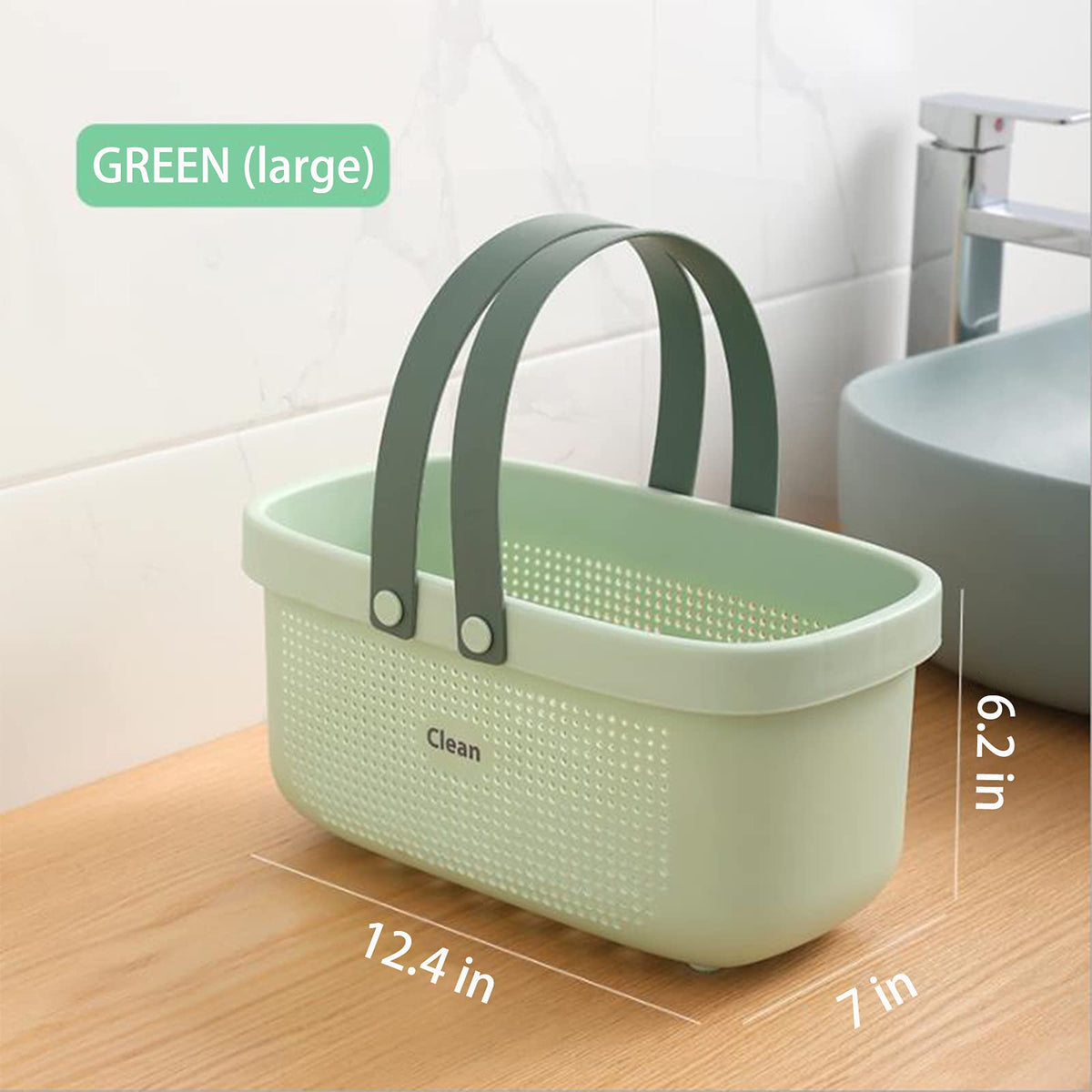Plastic Storage Basket with Handle Portable Shower Caddy Tote Organizer Basket Bin for Bathroom Kitchen Dorm Room Bedroom