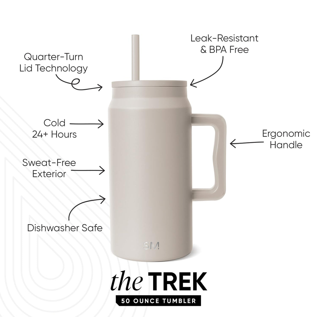 50 oz Mug Tumbler with Handle and Straw Lid