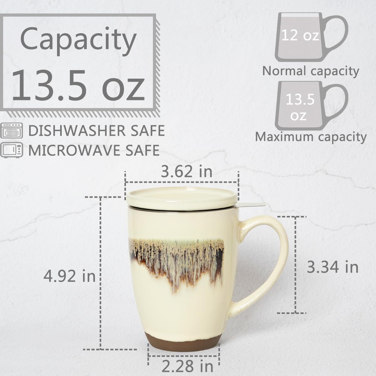 Ceramic Tea Cup with Infuser and Lid
