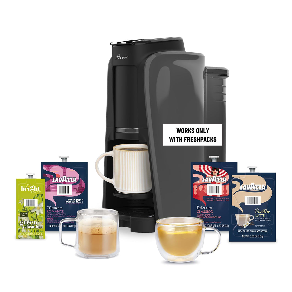 Aroma Brewer Bundle with 84 Freshpacks and 1 Merchandiser