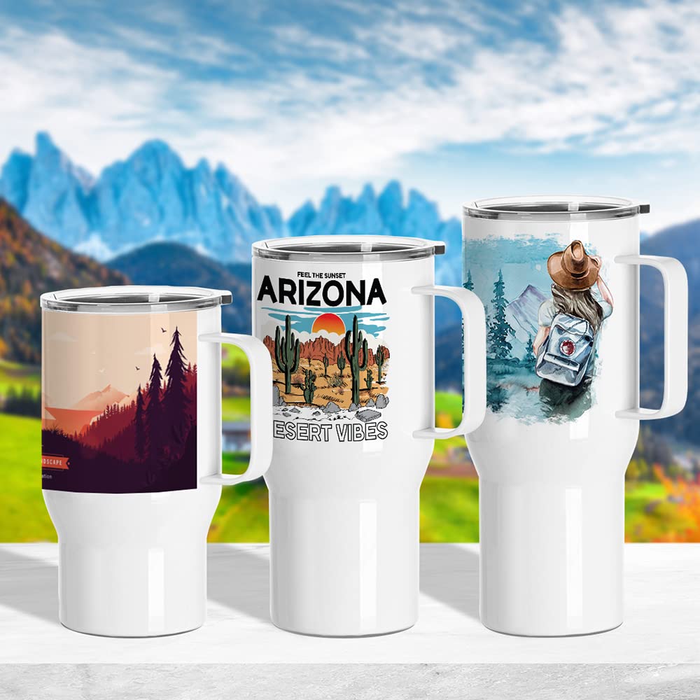 4 Pack Sublimation Travel Tumblers with Printable Handle 25 OZ (4 Count)