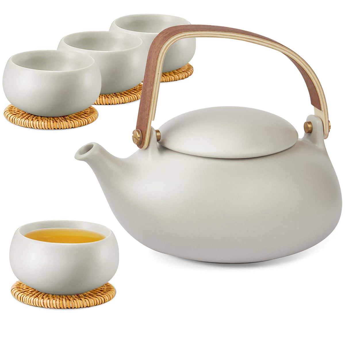 Japanese Teapot Set with 4 Cups