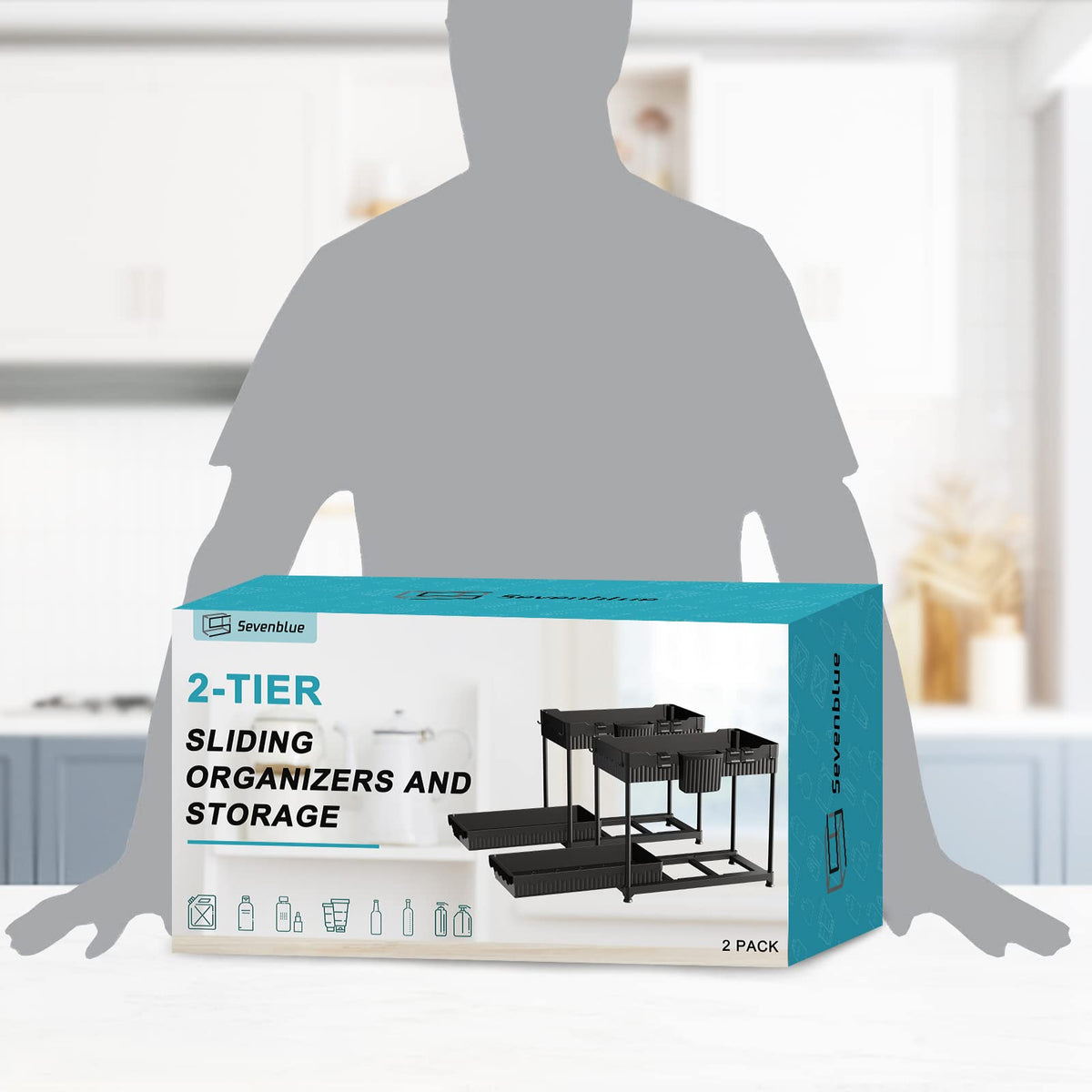 2-Pack 2-Tier Under Sink Organizers with Sliding Drawers (3 Count)
