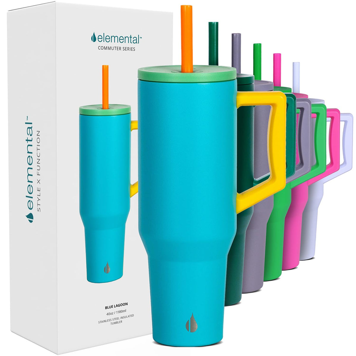 Spill Proof 40oz Insulated Tumbler with Handle & Straw Travel Mug