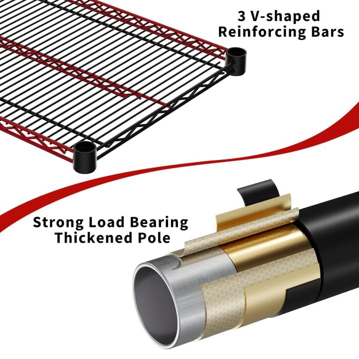 4 Tier Wire Shelving 2560LBS Heavy Duty Storage Shelves Garage Rack