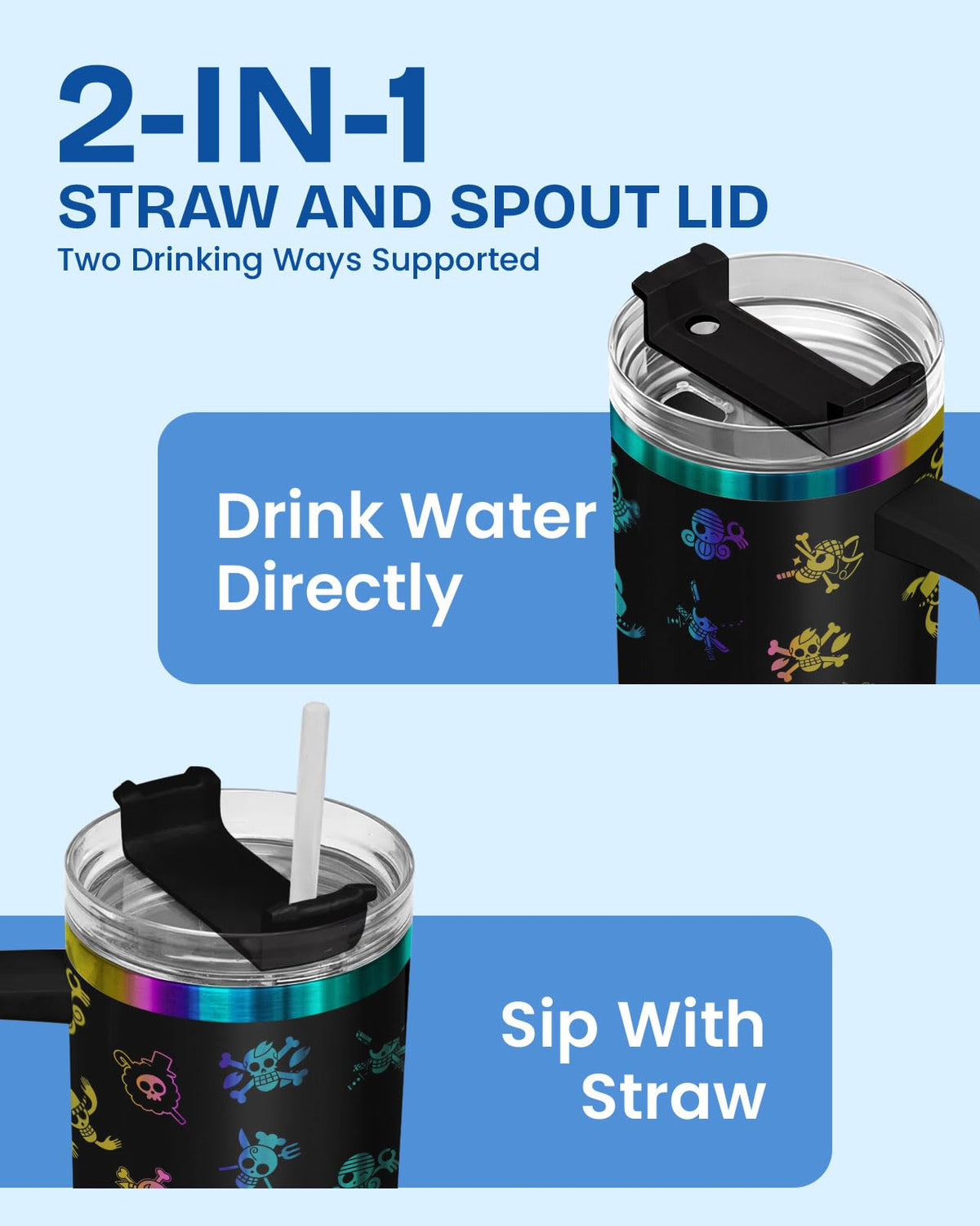Pirate Skull Hand Anime 40 oz Tumbler with Handle