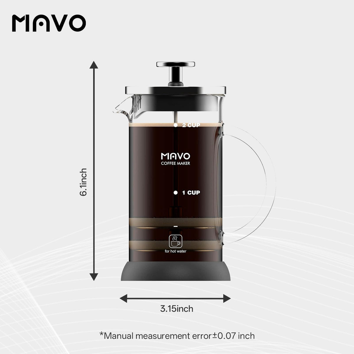 French Press Coffee Maker Stainless Steel Cold Brew Heat Resistant Glass Coffee & Tea Maker with 2 Filter