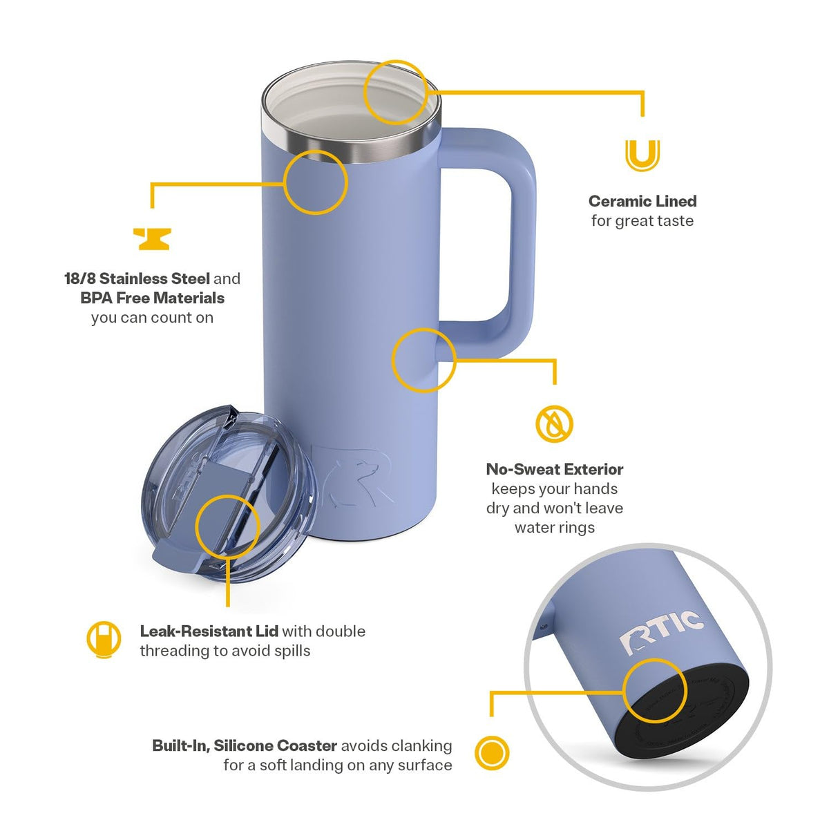 20oz Road Trip Travel Mug with Lid and Handle
