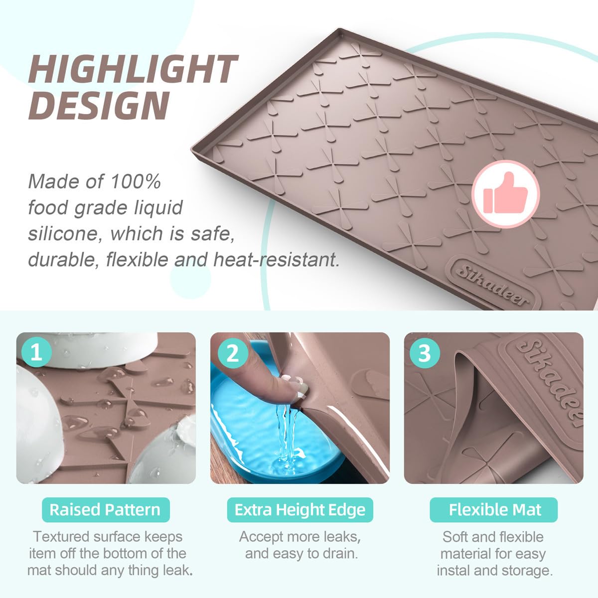 Waterproof Under Sink Mat 31" x 19" Silicone Mat Cabinet Protector