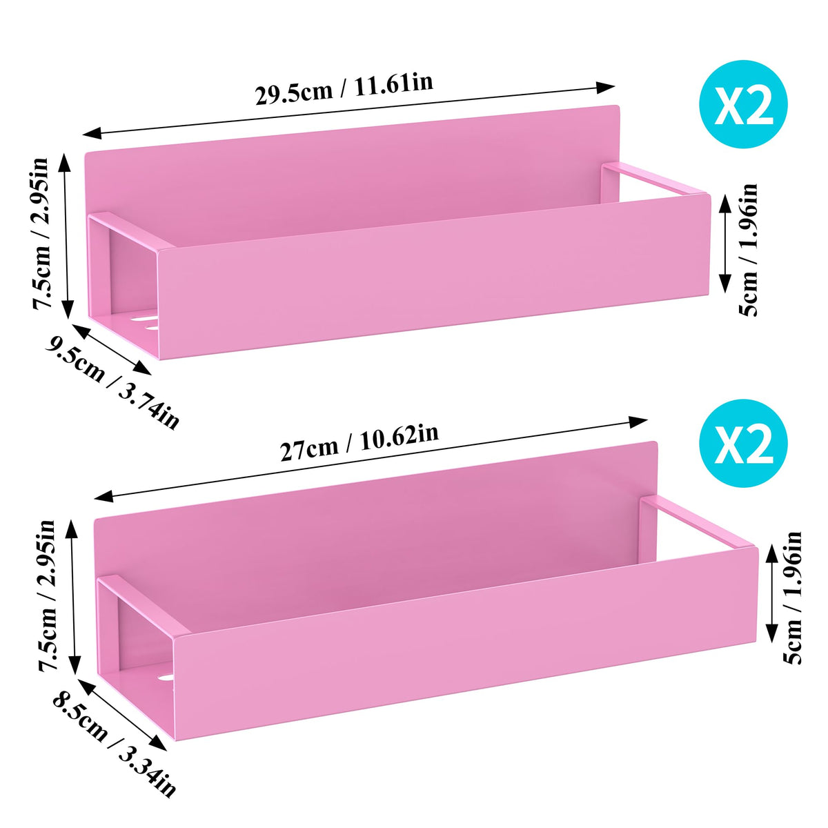 Metal Magnetic Spice Rack for Refrigerator Pink (4 Count)