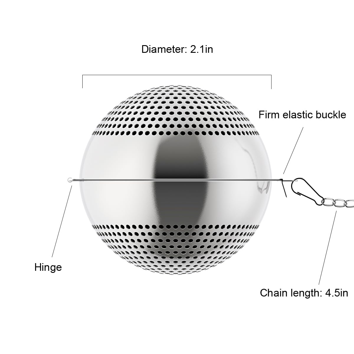 Food Grade 304 Stainless Steel Mesh Tea Ball 2.1 Inch Tea Infuser Strainer Filter Diffuser for Loose Tea (4.59 Count)