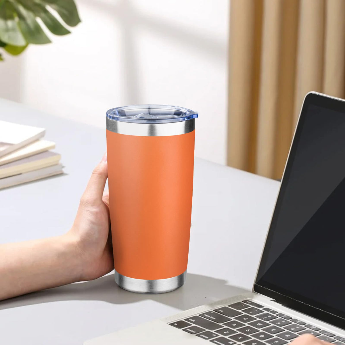 20oz Tumbler with Lid Double Wall Vacuum Insulated Travel Coffee Mug Stainless Steel Thermal Cup Powder Coated Sturdy Coffee Tumbler Bulk for Hot and Cold Beverages (6 Count)